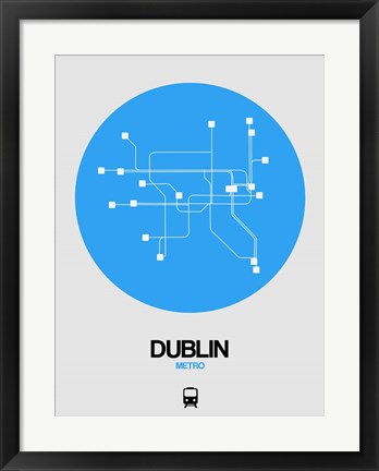 Framed Dublin Blue Subway Map Print