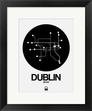 Framed Dublin Black Subway Map Print