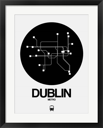 Framed Dublin Black Subway Map Print