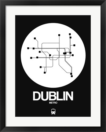 Framed Dublin White Subway Map Print