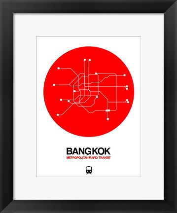 Framed Bangkok Red Subway Map Print