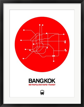 Framed Bangkok Red Subway Map Print