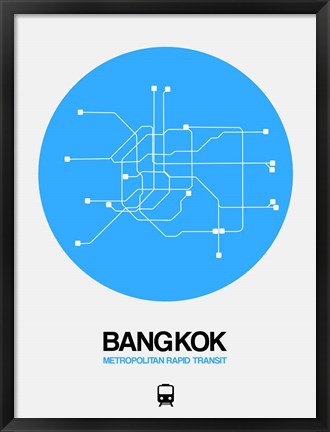 Framed Bangkok Blue Subway Map Print