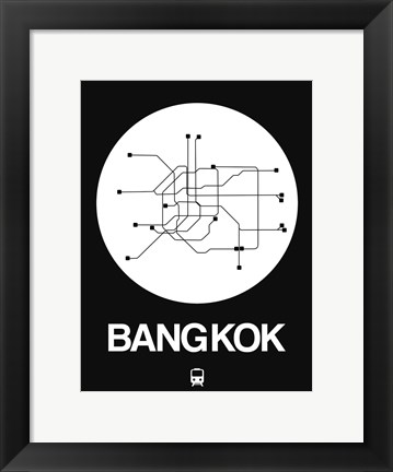 Framed Bangkok White Subway Map Print