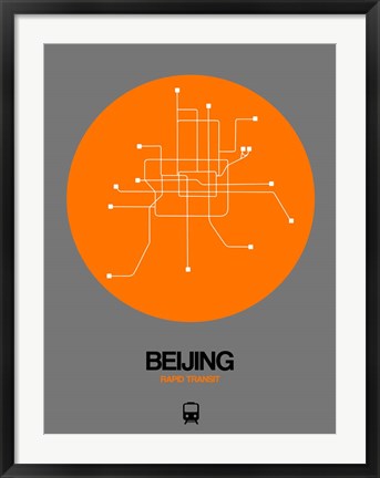 Framed Beijing Orange Subway Map Print