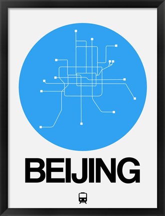 Framed Beijing Blue Subway Map Print