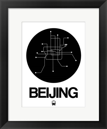 Framed Beijing Black Subway Map Print