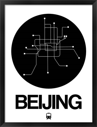 Framed Beijing Black Subway Map Print