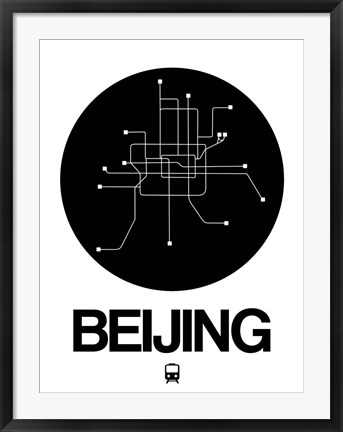 Framed Beijing Black Subway Map Print