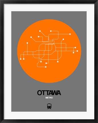 Framed Ottawa Orange Subway Map Print