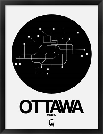 Framed Ottawa Black Subway Map Print