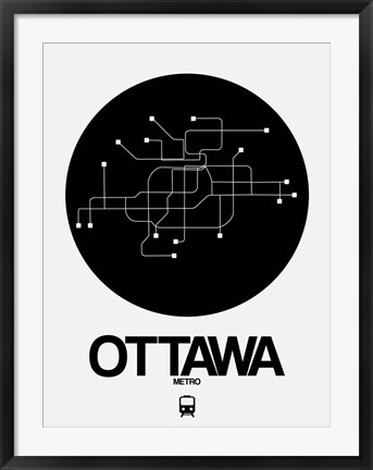 Framed Ottawa Black Subway Map Print