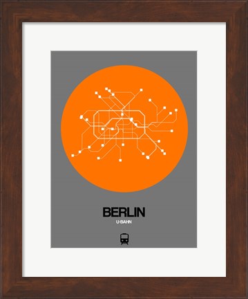 Framed Berlin Orange Subway Map Print