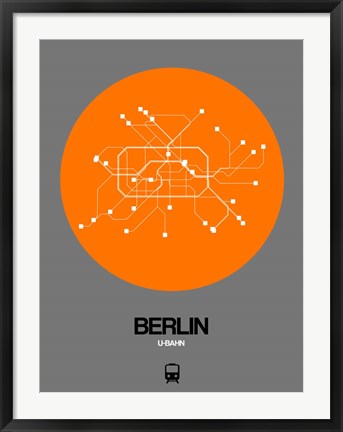 Framed Berlin Orange Subway Map Print