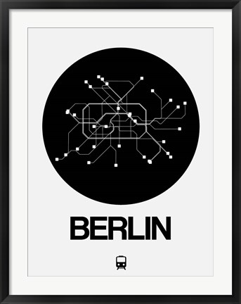 Framed Berlin Black Subway Map Print