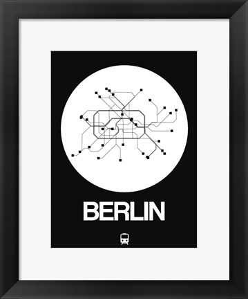 Framed Berlin White Subway Map Print