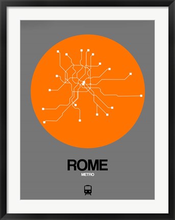 Framed Rome Orange Subway Map Print