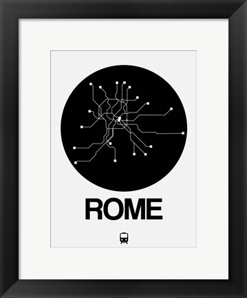 Framed Rome Black Subway Map Print