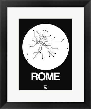 Framed Rome White Subway Map Print