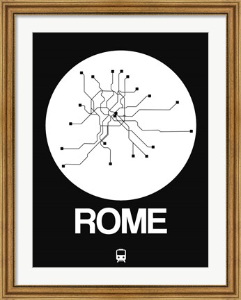 Framed Rome White Subway Map Print