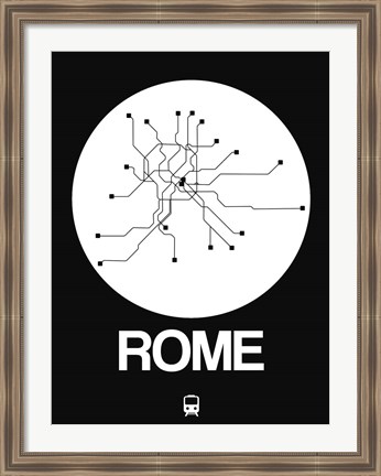 Framed Rome White Subway Map Print