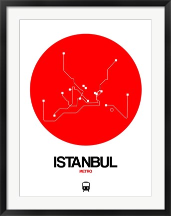 Framed Istanbul Red Subway Map Print