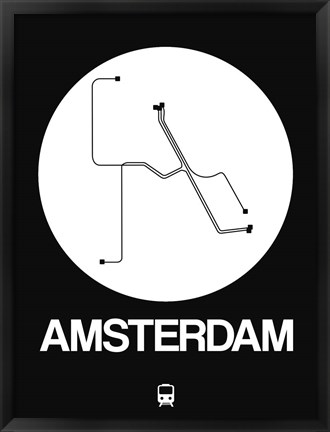 Framed Amsterdam White Subway Map Print