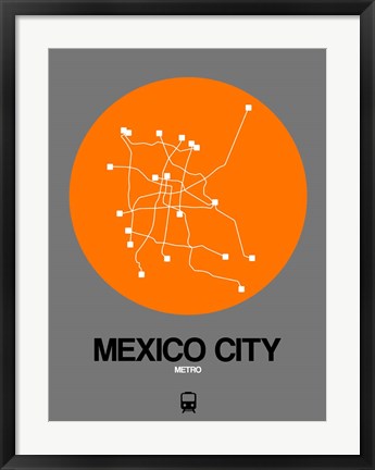 Framed Mexico City Orange Subway Map Print