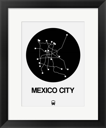 Framed Mexico City Black Subway Map Print