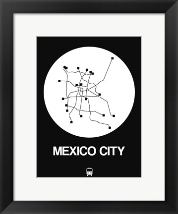 Framed Mexico City White Subway Map Print