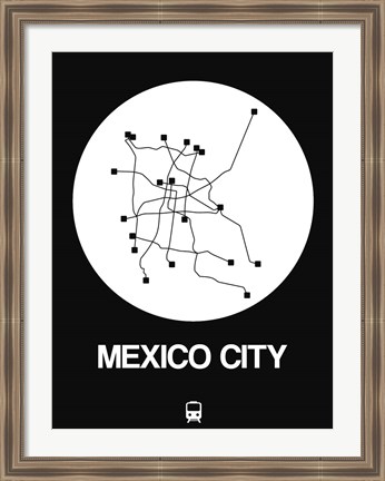 Framed Mexico City White Subway Map Print