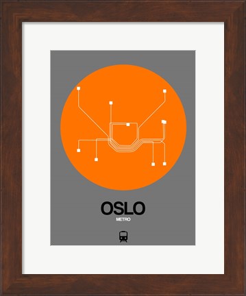 Framed Oslo Orange Subway Map Print