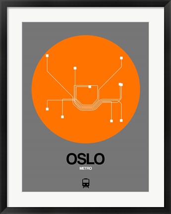 Framed Oslo Orange Subway Map Print