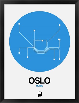 Framed Oslo Blue Subway Map Print