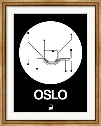 Framed Oslo White Subway Map Print