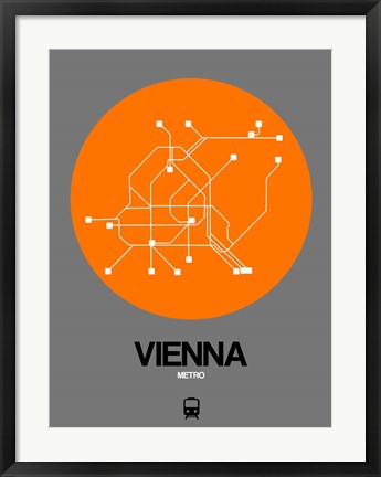 Framed Vienna Orange Subway Map Print