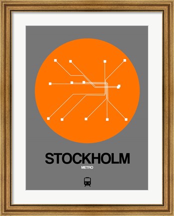 Framed Stockholm Orange Subway Map Print