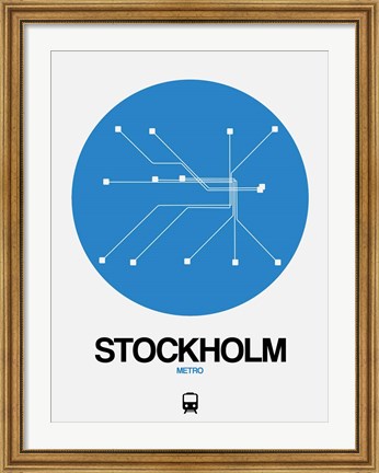 Framed Stockholm Blue Subway Map Print