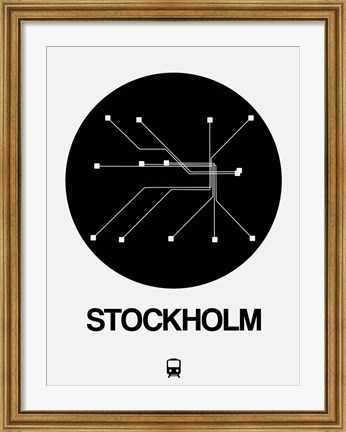 Framed Stockholm Black Subway Map Print