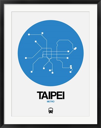 Framed Taipei Blue Subway Map Print