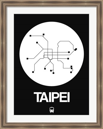 Framed Taipei White Subway Map Print