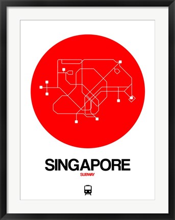 Framed Singapore Red Subway Map Print