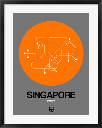 Framed Singapore Orange Subway Map Print