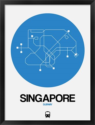 Framed Singapore Blue Subway Map Print