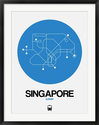 Framed Singapore Blue Subway Map Print