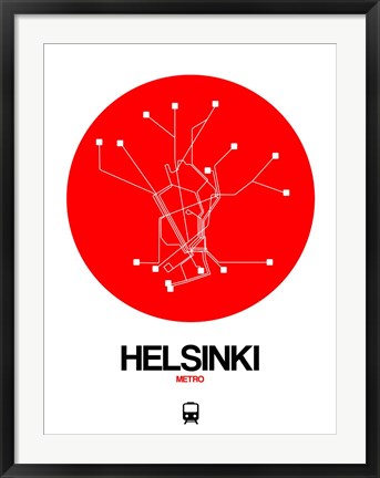 Framed Helsinki Red Subway Map Print