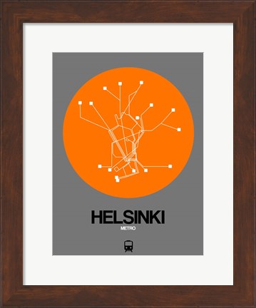 Framed Helsinki Orange Subway Map Print