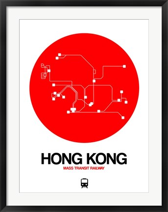 Framed Hong Kong Red Subway Map Print