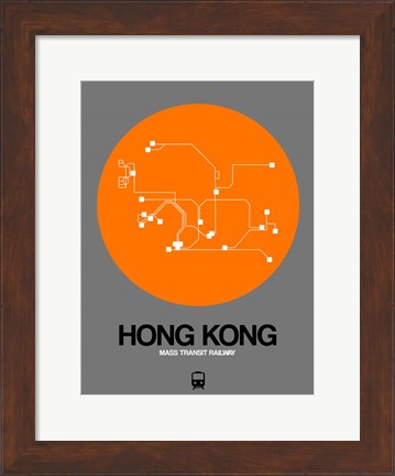 Framed Hong Kong Orange Subway Map Print