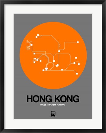 Framed Hong Kong Orange Subway Map Print